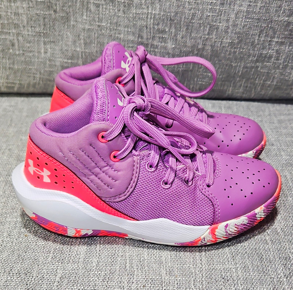 Under Armour Kids Jet 21 Basketball Shoes Purple Pink Boys Girls Sneaker 13K